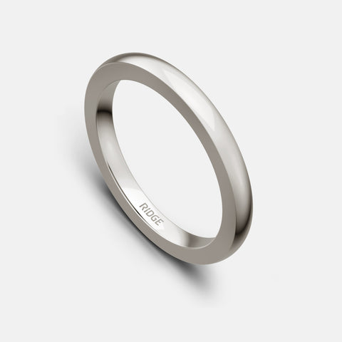Ridge 2mm Rounded Ring Set - 14K White Gold